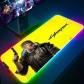 Eco-friendly Cyberpunk 2077 Glowing RGB LED Mouse Pad 4mm Thickness for Gaming Keyboard USB Anti-slip Rubber Base Desk Mat